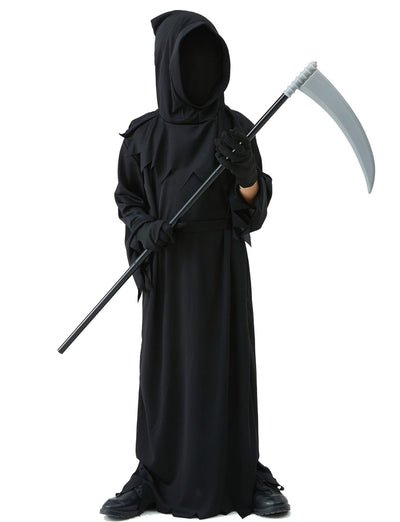 Halloween Grim Reaper Horror Costume Black Hooded Spooky Ghost Robe Dress Up Costume Adult Cosplay Mask Scythe Prop Party