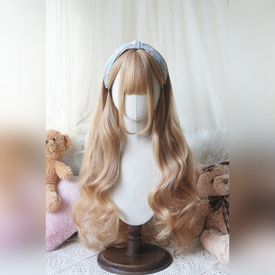 32cinch Lolita Style Long Curly  Wig | Heat Resistant Synthetic Hair with Bangs for Cosplay, Halloween, Anime Theme Party Dress