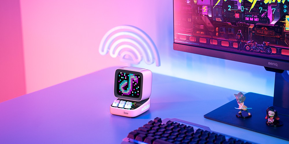 Divoom Ditoo-Pro Retro Pixel Art Bluetooth Portable Speaker Alarm Clock DIY LED Display Board, Cute Gift Home Light Decoration