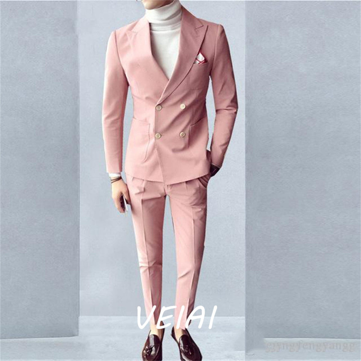 CustomizedFashion Brown Groom Tuxedos Peak Lapel Groomsmen Mens Wedding Dress Excellent Man Jacket Blazer Business Suit(Jacket+P