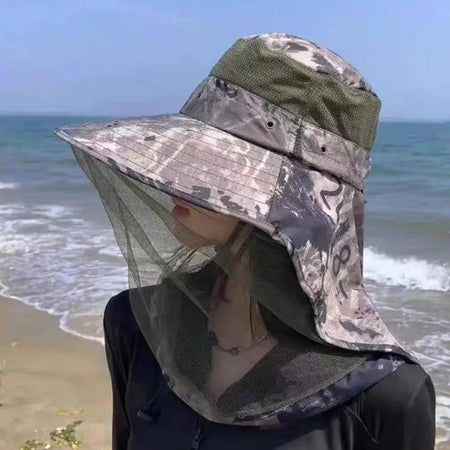Outdoor Head Face Mask Hat Net Cover Anti-mosquito Cover Mosquito Net Cap Travel Breathable Head Mesh Covers Fishing Caps