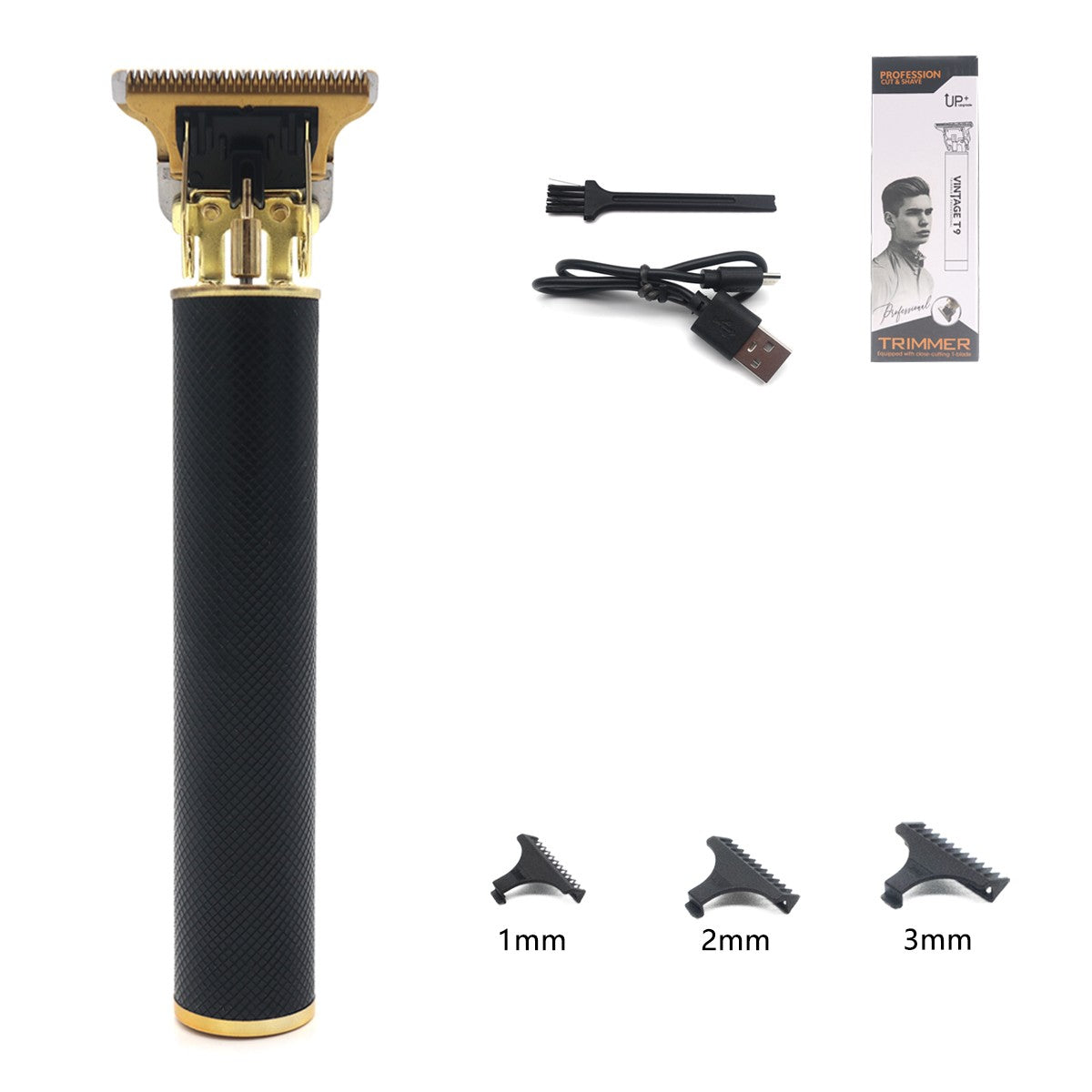 T9 Professional Hair Trimmer Machine Metal Body Stainless Steel Blade Hair Clipper Beard Trimmer for Men Finishing Machine