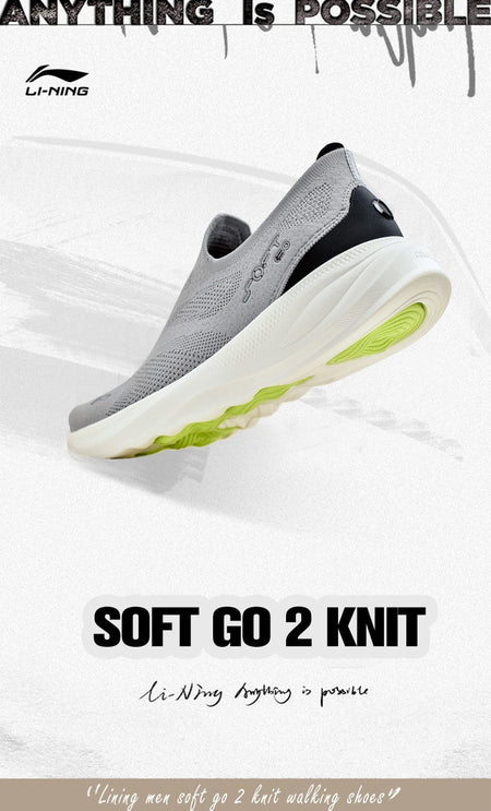 Li-Ning Men SOFT GO 2 KNIT Slip-on Casual Walking Shoes Cushion Comfy Stable LiNing Mesh Jogging Daily Sports Sneakers AGLV017