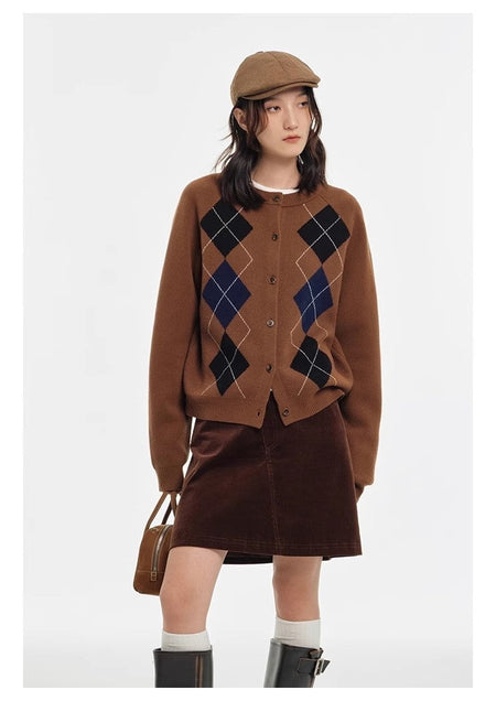 College style sweater 100% Australian Wool Sweaters Large Size Cardigan High-grade Women's Autumn Winter Fashion Knitwear