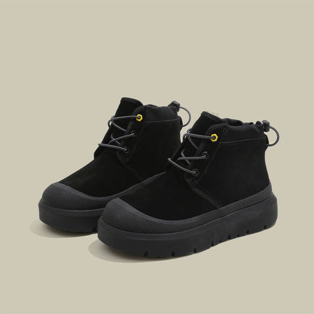 Fujin 4cm New Synthetic Suede Genuine Leather Spring Autumn Ankle Booties Chunky Sneakers High Brand Big Size Plush Women Shoes