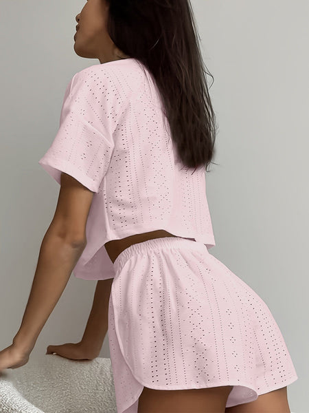 Solid Casual Pajamas For Women Two Pieces Sleepwear Women's Pajama Shorts Loungewear Sets Nightwear Female Home Suit Clothes