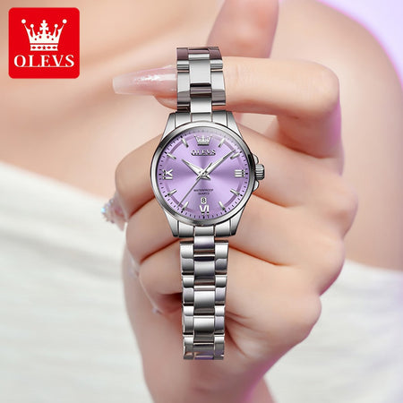 OLEVS 3668 Women Watch Luxury Original Quartz Watch Sword Needle Fashion Roman Automatic Date Calendar Window Women Watch