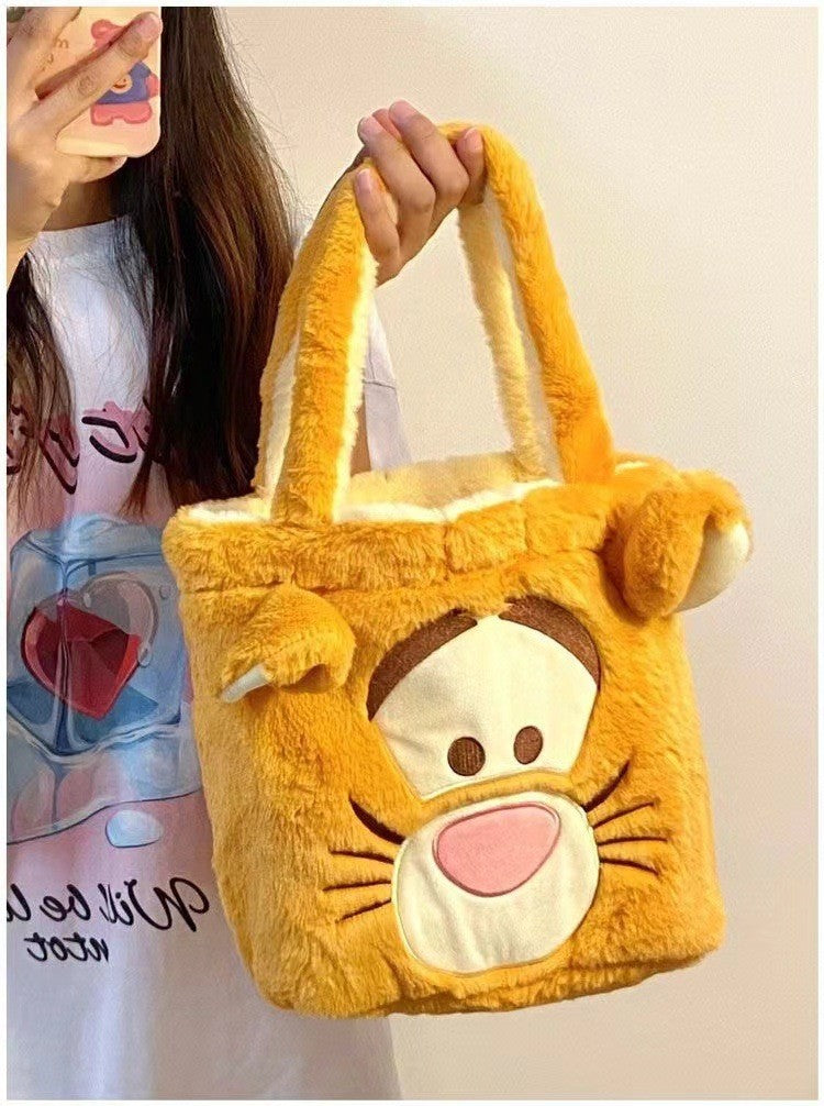 Disney Winnie Bear Turn Into Tigger Plush Handbag Cartoon Reversible Lotso Change To Alien Plush Doll Bag Xmas Women Girls Gift