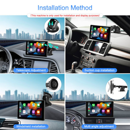 Portable 9" Car Mirror Radio Multimedia Video Player Universal Wireless CarPlay Android Auto Screen Bluetooth AUX TF GPS DVR