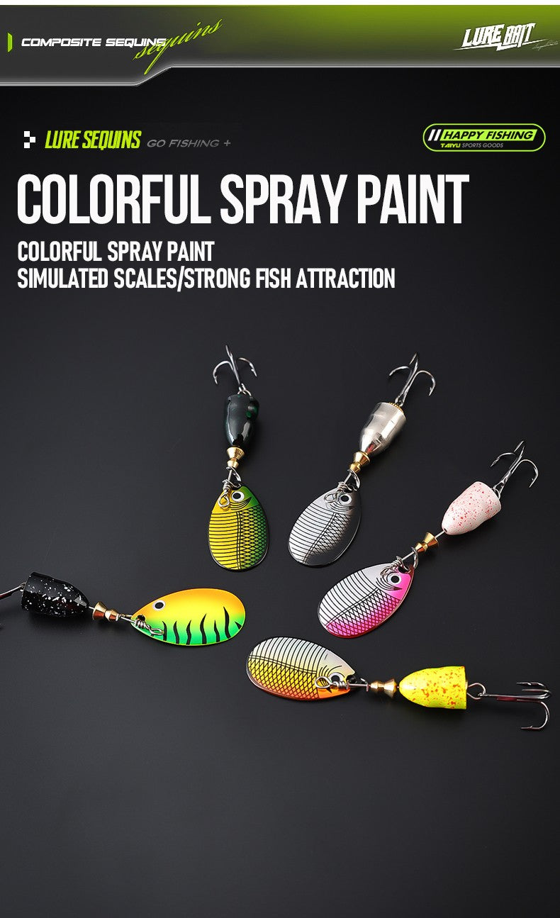 Metal laser rotating composite glitter noise lure bait, fake bait, lure bait, fishing gear swing artificial bait, hard bait