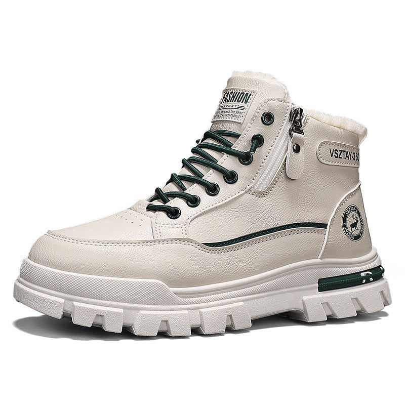 New winter plush  thick warm men's cotton shoes trendy outdoor high top male snow boots