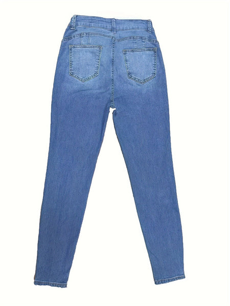 Versatile High-waist Skinny Jeans.Ladies Four Seasons New Fashion Stretch Simple Comfortable Small Leg Jeans Casual Pencil Pants