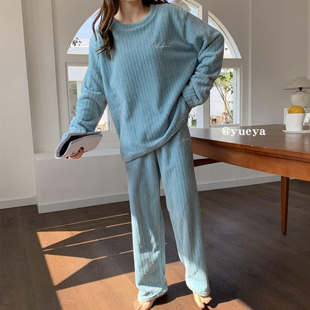 Winter Women's New Pajamas Homewear Suit Women's Fall and Winter Warm Clothes Coral Velvet Leisure Pajamas Padded Homewear