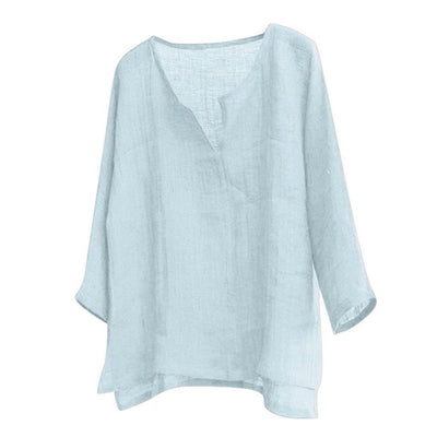 Men's Cotton Linen Shirts Blouses Long Sleeve Social Shirts For Men V-Neck White Formal Shirt Oversized Shirts Top Mens Clothing