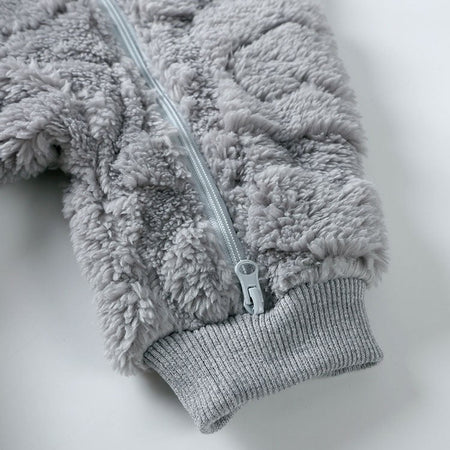 Cartoon Baby Clothes Boy Romper Long Sleeve Arctic Velvet Hooded Baby Girl Romper Winter Warm  Newborn Clothes 0-18 Months