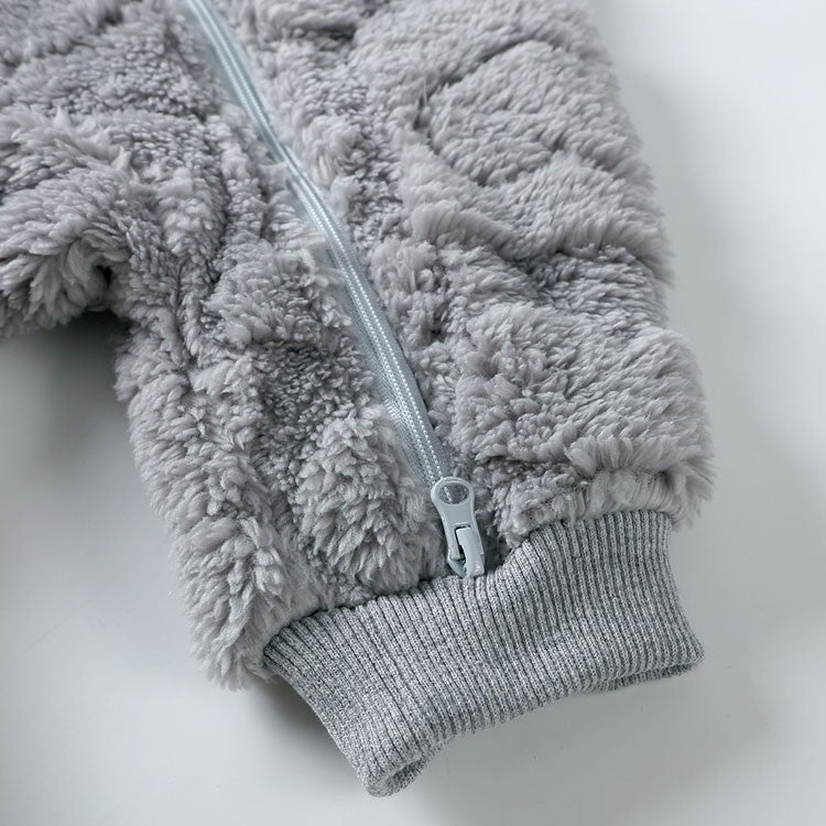 Cartoon Baby Clothes Boy Romper Long Sleeve Arctic Velvet Hooded Baby Girl Romper Winter Warm  Newborn Clothes 0-18 Months