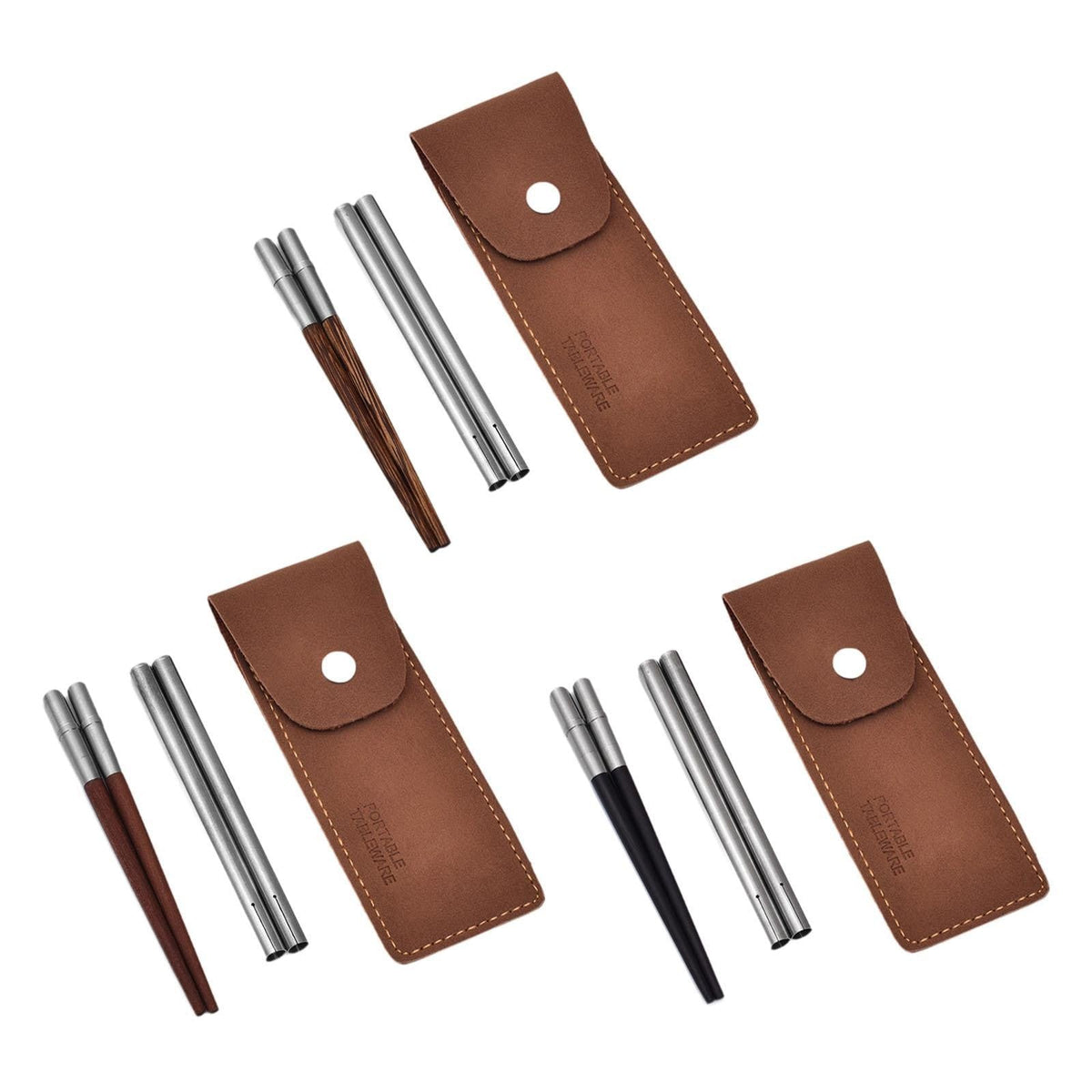 Portable Lightweight Versatile Wooden Chopsticks with Storage Pouch for Outdoor