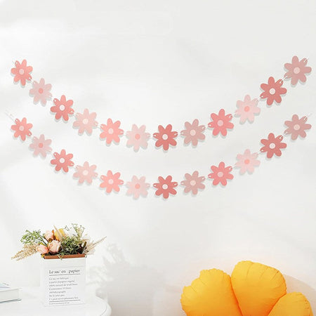 Daisy Flower Paper Banner Hat Cake Toppers Kids Girl Birthday Daisy Theme Party Decorations Hanging Bunting Garland Supplies