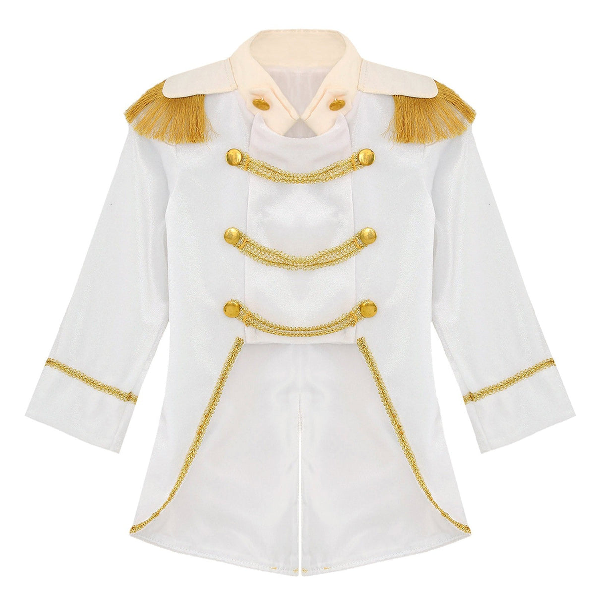 Little Boys Prince Cosplay Costume Long Sleeve Gold Fringe Braiding Velvet Tuxedo Tailcoat Royal Court Cosplay Jacket Dress Up