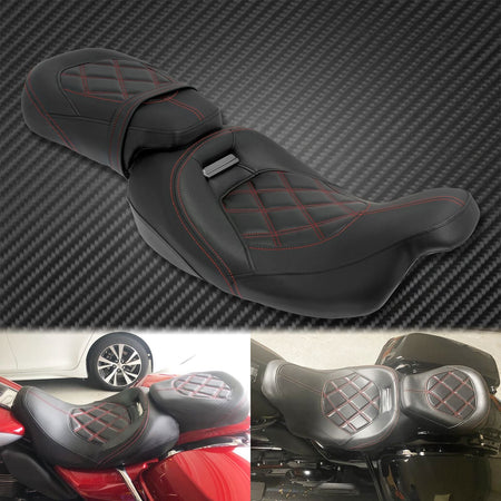 Motorcycle Two Up Seat Black Front Rear Driver Passenger Seat For Harley Touring Road King Street Electra Road Glide 2009-2024