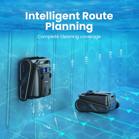Cordless Robotic Pool Cleaner, Pool Vacuum for Inground Pools with 4 Motors, Wall & Waterline Cleaning, 300min Battery Life