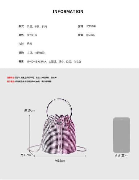 Women's bag 2024 a w bucket bags Women's inlaid diamond bag Fashion dinner women luxury single shoulder designer handbags