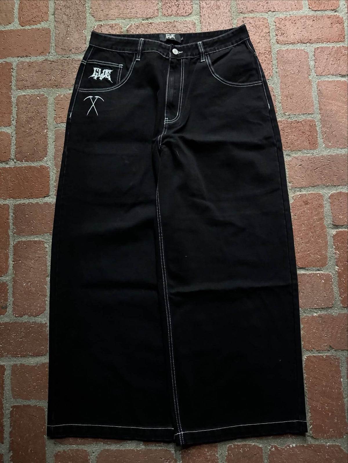 NEWVintage Retro Gothic Grim Reaper Cartoon Printed Graphic Jeans Man and Woman     Hip Hop Low Waist Wide Leg Trousers Clothing
