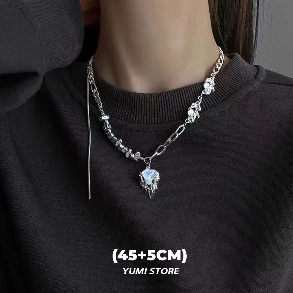 Titanium Steel Black Star Necklace For Men Women Trend Cross Pendant Collar Sweater Chain Hip Hop Kpop Jewelry Male Accessories