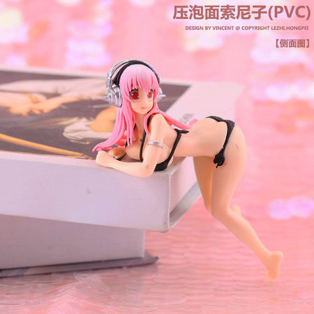 10CM Anime Figure Super Sonico PVC Action Figurine Model Toy Cake Decor Swimsuit Dress Up SoniComi Noodle Stopper Figure Gift