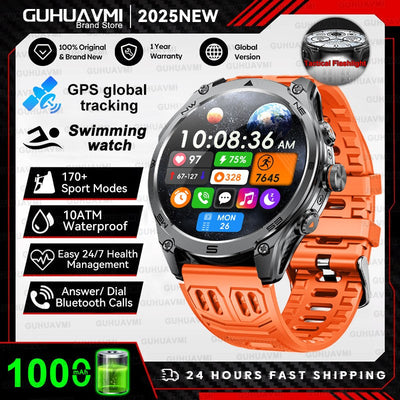 2025 New Military T-Rex 3 Ultra GPS Smart Watch 1000mAh Battery 10ATM Waterproof Compass Flashlight Sports trackr Smartwatch Men