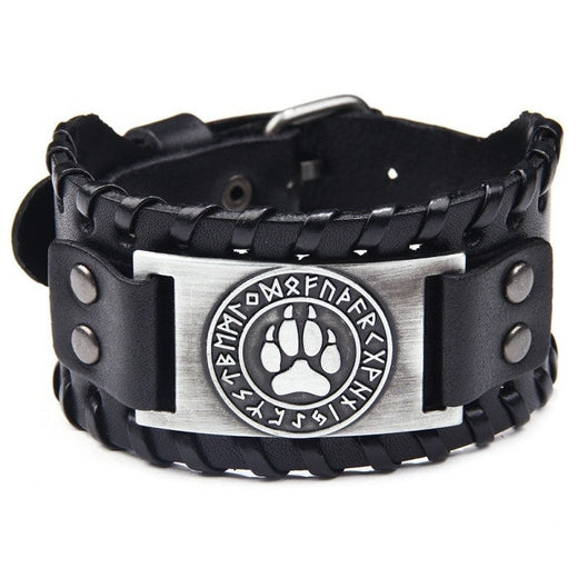 HNSP Viking Rune Jewelry Accessories Wrap Leather Bracelet For Men Adjustable Size