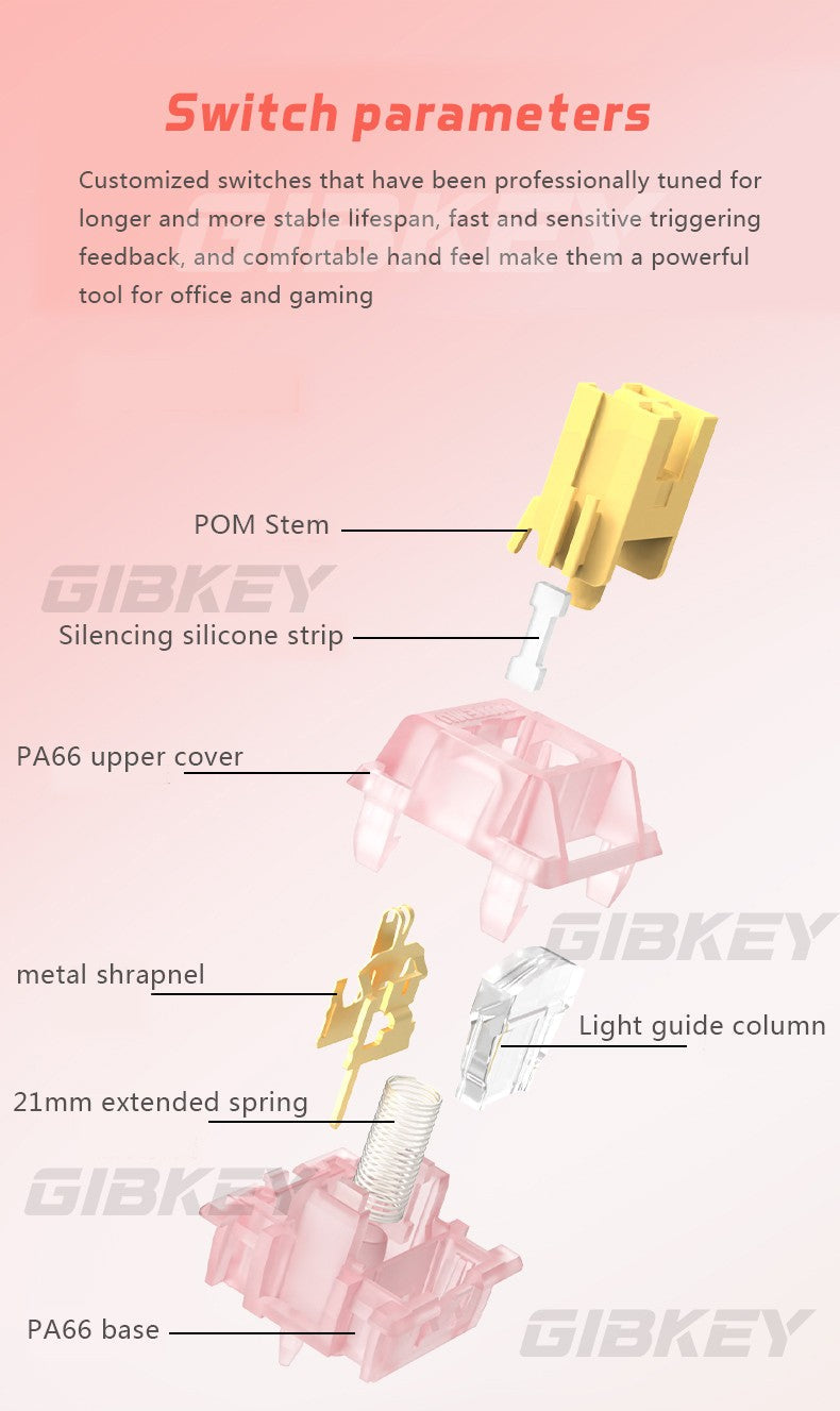 Outemu Silent Peach V3 Switch Lubed Mute Lemon V3 Switches Mechanical Keyboard Linear Tactile 5Pin Hot swap Pre Lubed PA66 POM