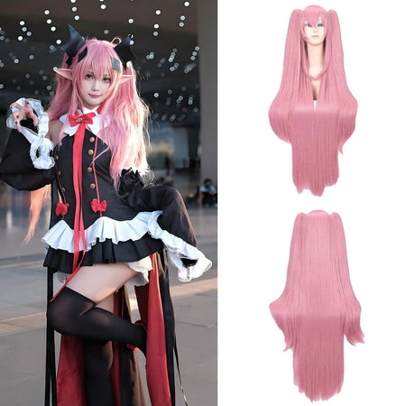The Ending Seraphim Krul Tepes Cosplay Synthetic Hair 38-Inch Vampire Witch Halloween Theme Party Anime Wig In Cherry Pink