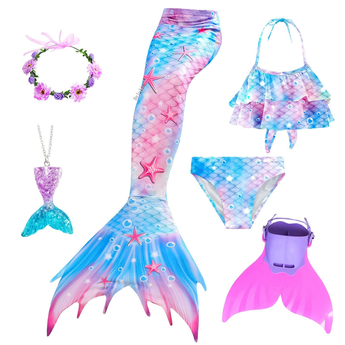 Mermaid Costume for Mermaid Tail for Swimming Can Add Monofin Fin Ariel Mermaid Costumes Cosplay BiSwimsuit set gift