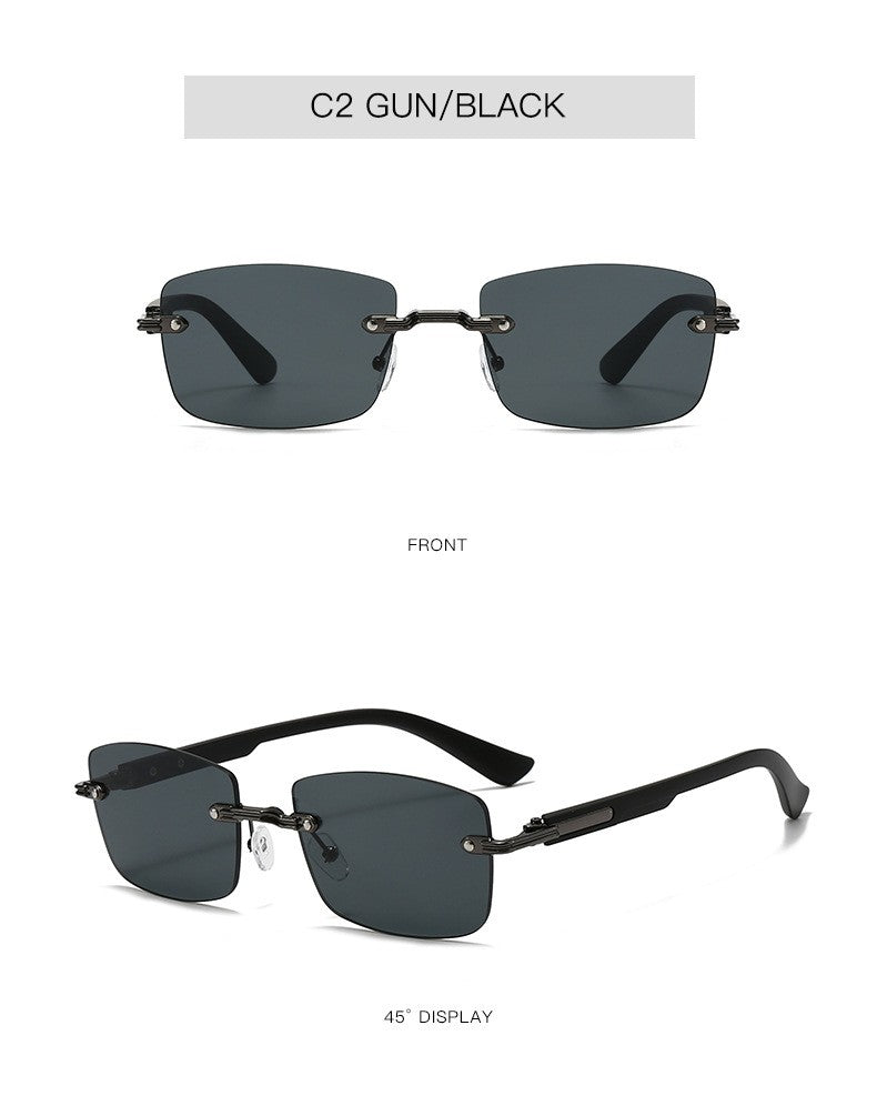 Vintage Frameless Sunglasses for Women Men Rectangle Sun Glasses Female Oval Eyewear Oculos De Sol for Male Female Eyeglasses