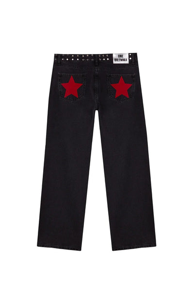 Y2K Women's Straight Leg Jeans Personalized Lucky Star Texture Retro Baggy Jeans Stylish High Street Willow Nail Low Waist Jeans