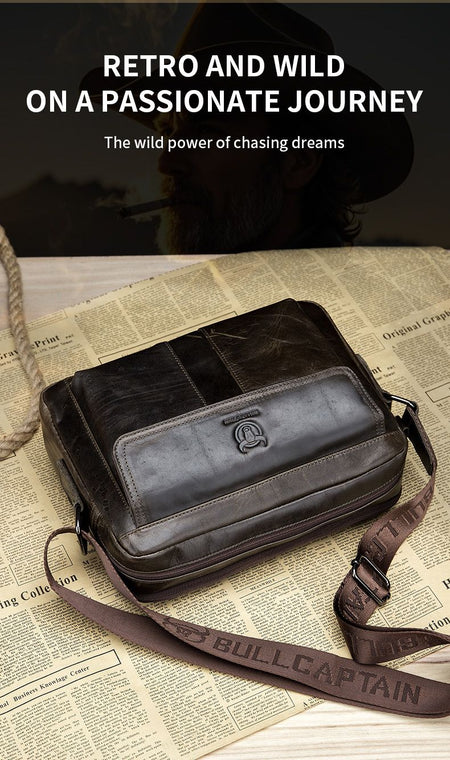 BULLCAPTAIN Genuine Leather Men's Crossbody Bag Large Capacity Casual Multifunctional Handbag A Fashion Business Briefcase