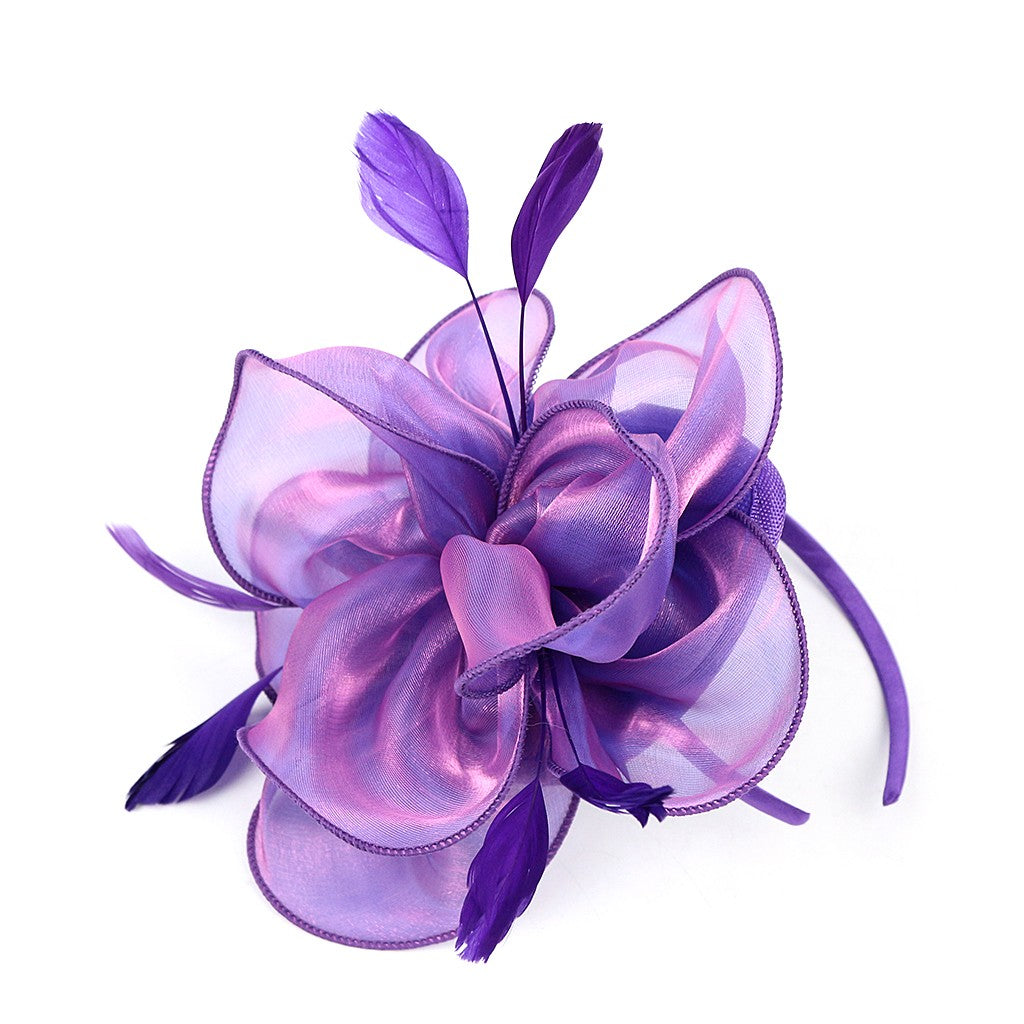 New Women's Organza Fascinators Feather Flower Kentucky Derby Hat Headdress Pillbox Hat for Wedding Tea Party Headwewar Clips
