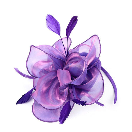 New Women's Organza Fascinators Feather Flower Kentucky Derby Hat Headdress Pillbox Hat for Wedding Tea Party Headwewar Clips