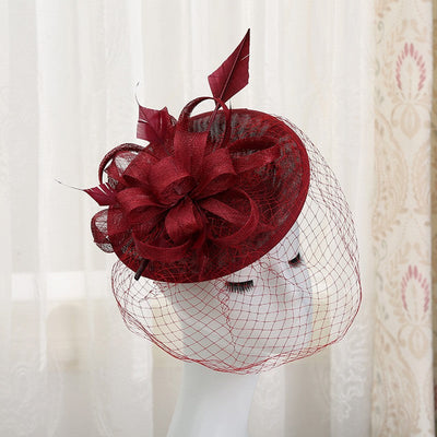 Double hemp yarn pattern design feather accessories big brim sun hat elegant banquet hat wedding beach vacation equestrian hat