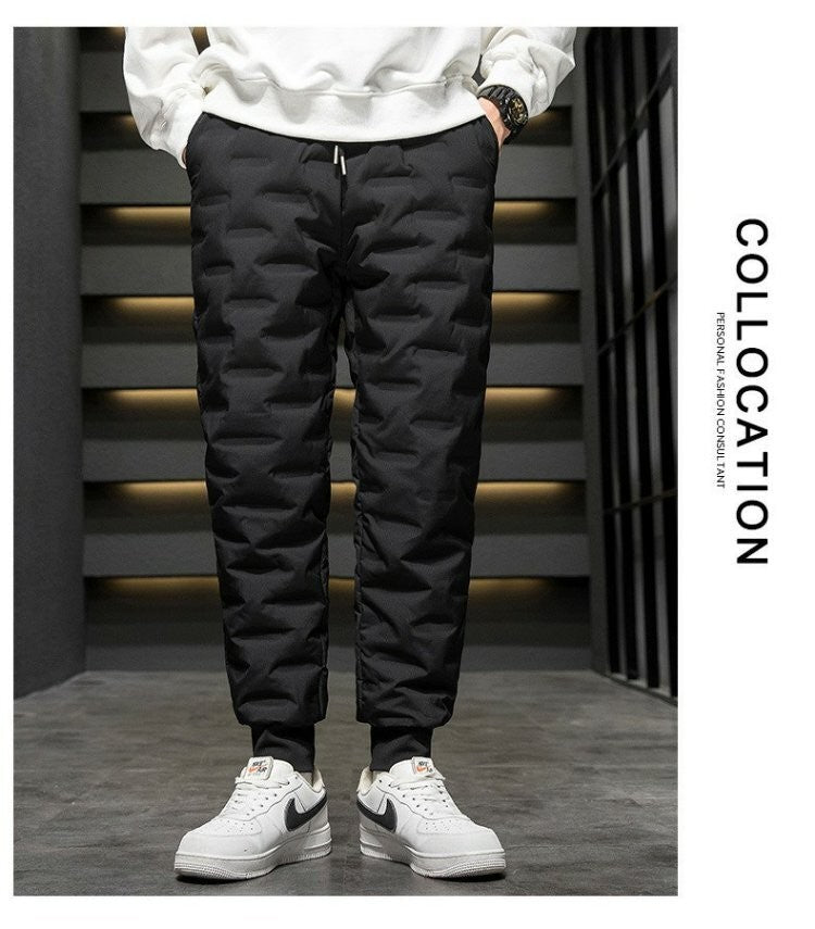 Men's down Cotton Trousers Windproof Waterproof Warm Winter Sports Loose Snowy Long Pants Youth Casual Faion Trendy  C...