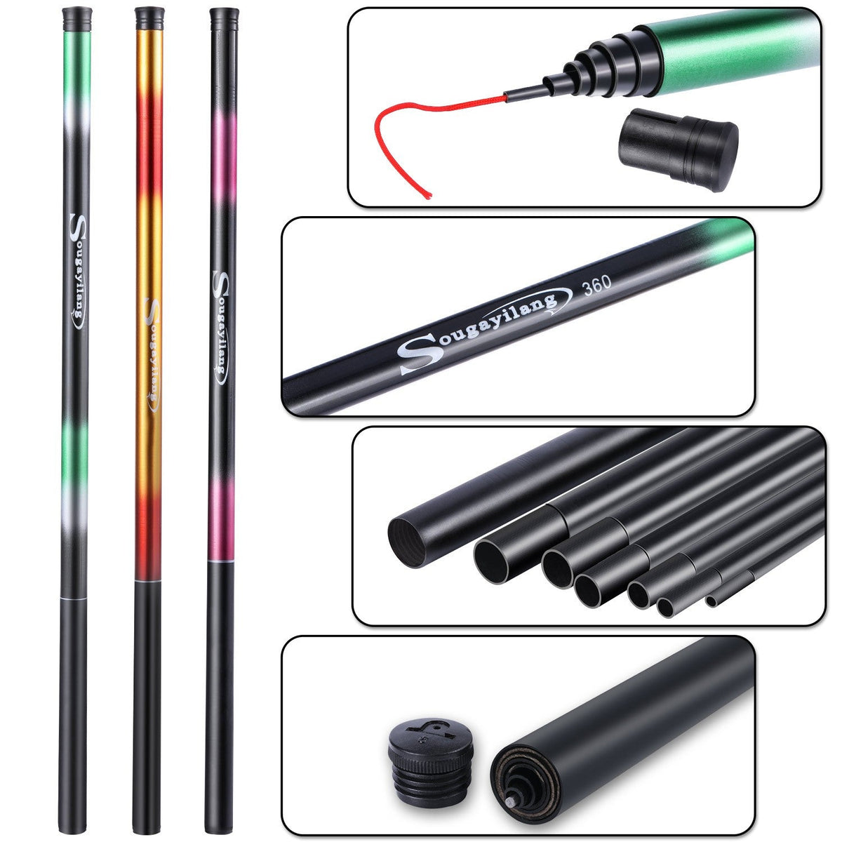 Sougayilang Fiberglass Portable Multi Section Fishing Rod 2.7-5.4m Rough and Anti Bending Opens Up A Smooth Fishing Journey
