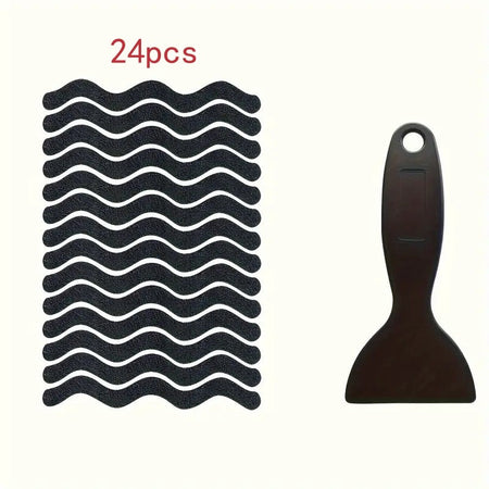 24Pcs Anti Slip Strips S-shaped Colorful Shower Stickers Bathtub Shower Stair Floor Safety Tape Bathroom Mats Bath Supplies