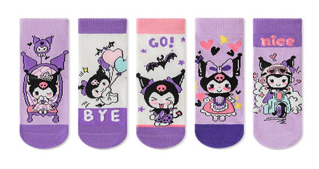 5Pairs Sanrio Cinnamoroll Kuromi Kawaii Spring and Autumn Cartoon Middle Tube Socks For Girls Boy Children Mid-calf Cotton Socks