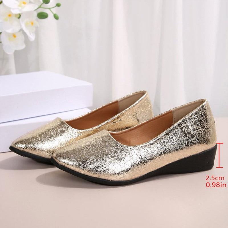 2025 Fashion Bling Flat Shoes for Women Spring Autumn Solid Pointed Toe Women's Shoes All-Match Plus Size Flats Shoes Ladies