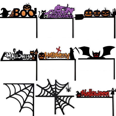 Halloween Door Frame Decoration,Bats,Pumpkins,Spider Webs,Door and Window Corner Stickers, Halloween Home Decoration