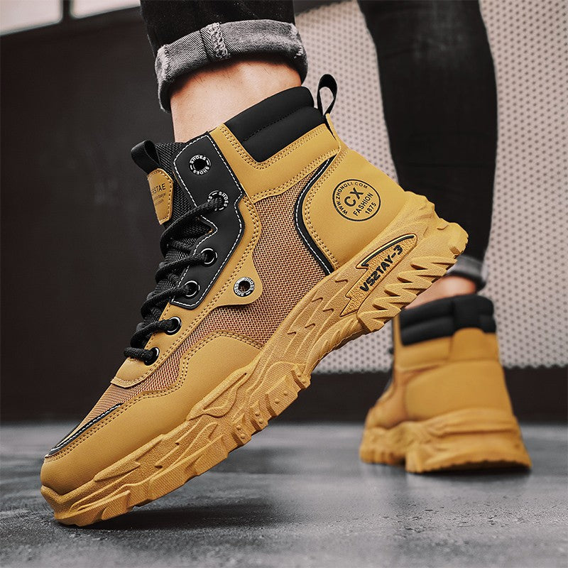 Men's work boots winter lace-up men's shoes warm safety platform size 44 Promotion designer anti-slip fashion