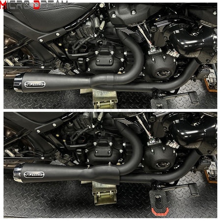 2-in-1 Stainless Steel Motorcycle Exhaust Muffler 1 3/4" to 2" Exhaust Pipes For Harley Low Rider ST Fat Bob FXFB FXFBS 2018-Up