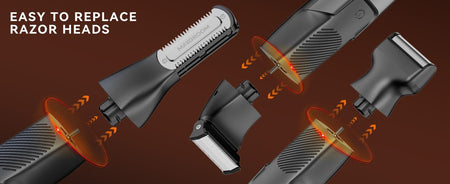 MAXGROOM 3 in 1 Men Bidirectional Body Hair Trimmer Electric Shaver IPX6 Waterproof Double-edged Razor Whole Body Hair Trimmer