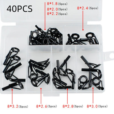 Stainless Steel Fishing Top Rod Guide Porcelain Ring 8pcs DIY Fishing Pole Tip Repair Rod Tip Accessories Fishing Tackle Pesca